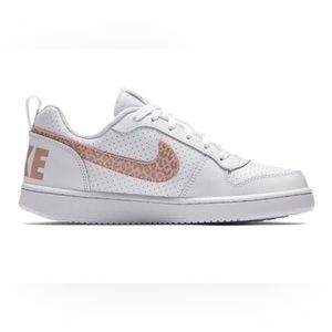 NIKE COURT BOROUGH Low Youth SIZE 4.5Y WOMENS 36.5  White Pink Leopard NWOB